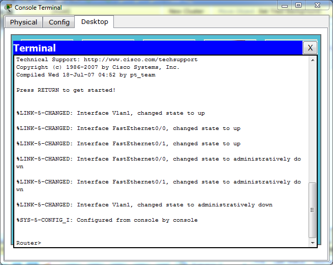 router configuration cisco packet tracer